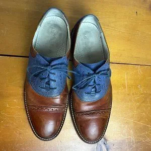 Cole Haan | Shoes | Cole Haan Blue Suede Saddle Heel Oxfords  display picture 3
